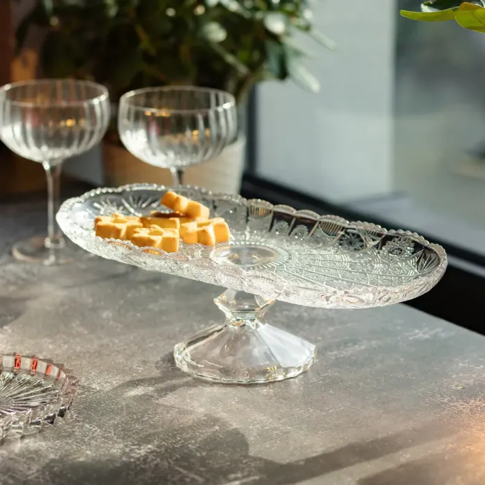 Фруктовая стеклянная на ножке 33.5х15х10 см овальная ваза для фруктов (HP-YH-82) - изображение 5