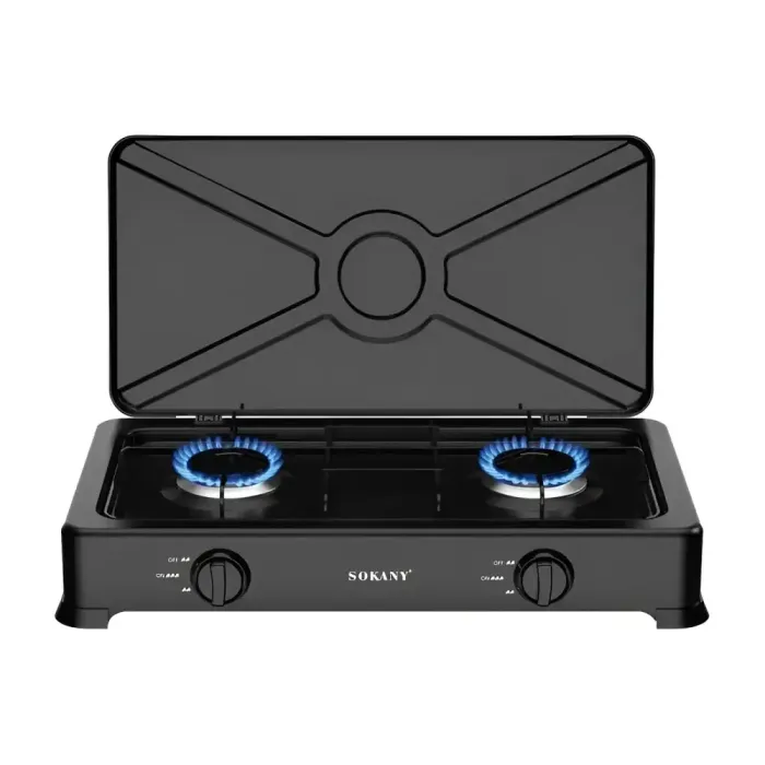 Газовая настольная плита на 2 конфорки мини газовая плита для дачи под баллон Sokany (SK-07004) - изображение 1