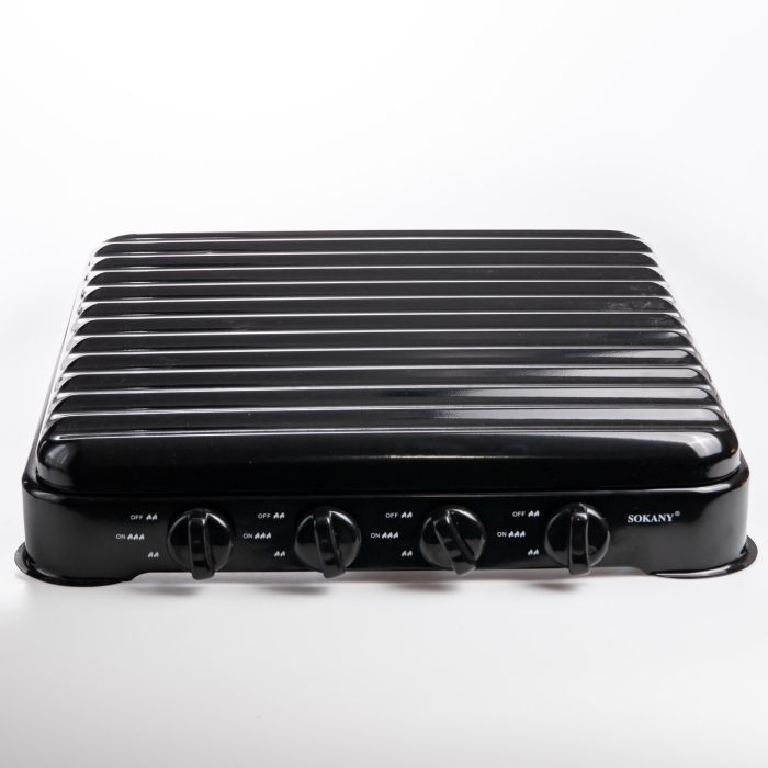 Газова плита настільна Sokany чорна 4 конфорки міні переносна для дачі кемпінгу, портативна газплита туристична SK-6004-Black (SK-6004-Black) - зображення 5