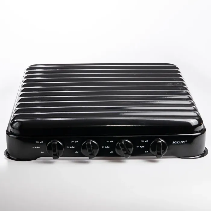 Газова плита настільна Sokany чорна 4 конфорки міні переносна для дачі кемпінгу, портативна газплита туристична SK-6004-Black (SK-6004-Black) - зображення 5