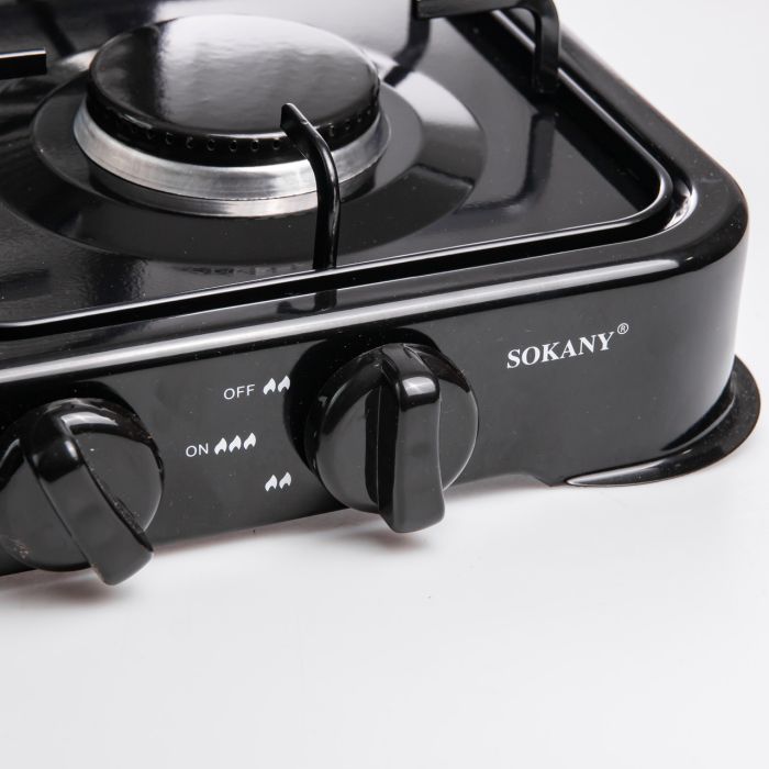 Газова плита настільна Sokany чорна 4 конфорки міні переносна для дачі кемпінгу, портативна газплита туристична SK-6004-Black (SK-6004-Black) - зображення 6