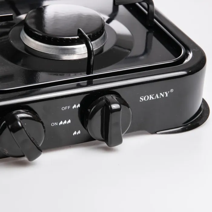 Газова плита настільна Sokany чорна 4 конфорки міні переносна для дачі кемпінгу, портативна газплита туристична SK-6004-Black (SK-6004-Black) - зображення 6