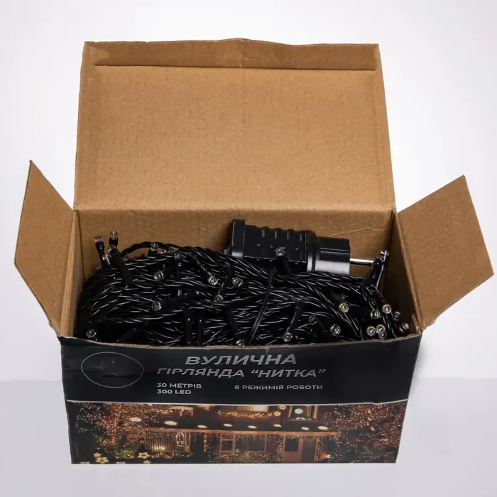 Гірлянда Нитка вулична 30 (м) 300 LED чорний провід Жовтий CF300L30MBY (CF300L30MBY) - изображение 5