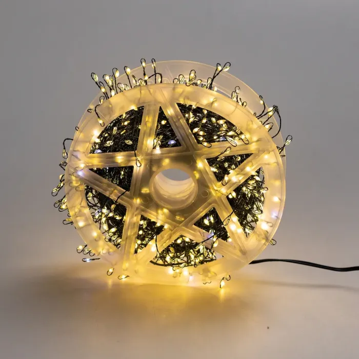 Гирлянда роса мишура 30 метров хвойная лапа 400 led светодиодов зеленый провод желтая (D1750Y) - изображение 6