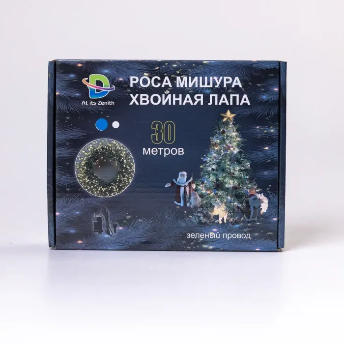 Гирлянда роса мишура 30 метров хвойная лапа 400 led светодиодов зеленый провод желтая (D1750Y) - изображение 9