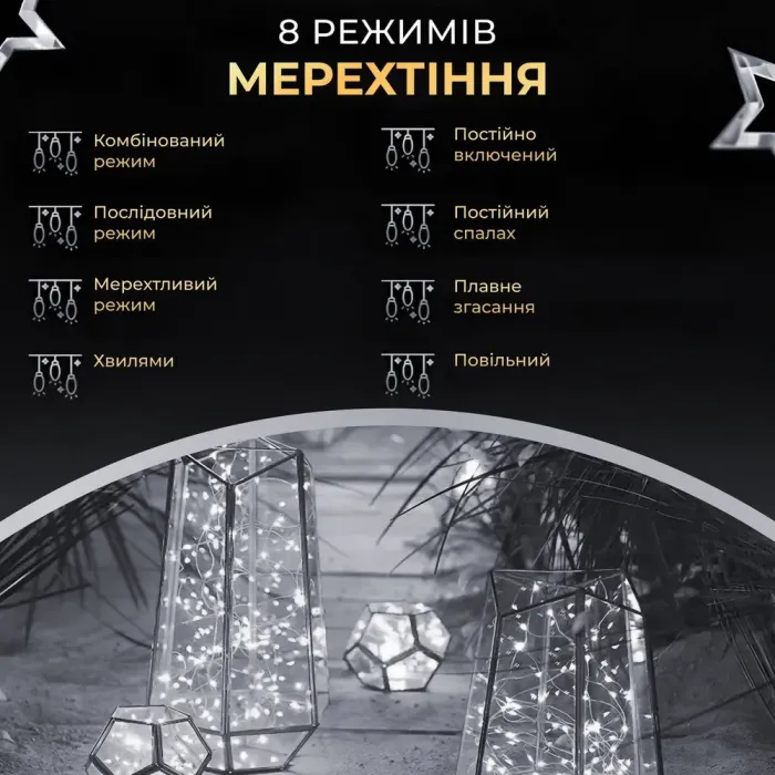 Гирлянда роса на пульте 200 метров на 2000 led светодиодов капля на зеленом проводе белая (2000L200MGW) - изображение 6