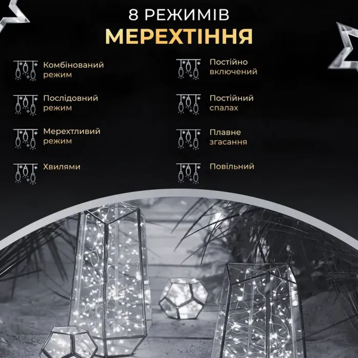 Гірлянда роса на пульті 50 метрів на 500 led світлодіодів крапля зелений провід біла (500L50MGW) - зображення 7
