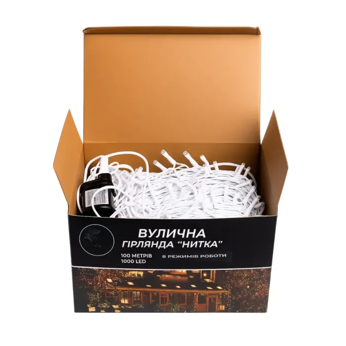 Гірлянда Різдвяна фея вулична 100 м 1000 LED білий провід Жовтий CF1000L100MWY (CF1000L100MWY) - зображення 3