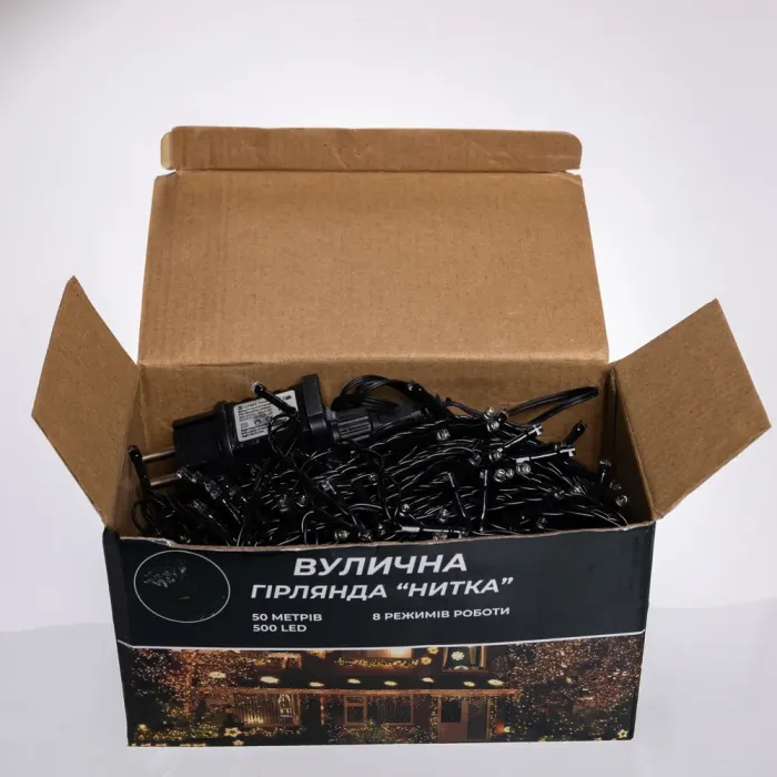 Новорічна гірлянда Різдвяна фея вулична 50 м 500 LED гірлянда на вулицю 8 режимів роботи чорний провід Білий CF500L50MBW (CF500L50MBW) - зображення 5