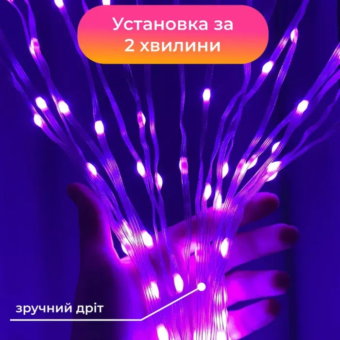 Гирлянда с кольцом на елку 2.5 метра Smart 250 led управления телефоном и пульт USB прозрачный провод цветная (1733044W) - изображение 3