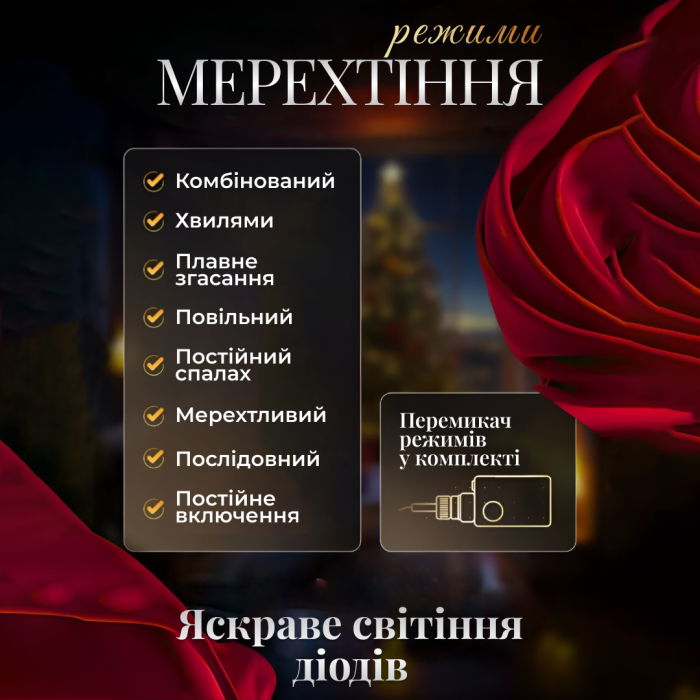 Гирлянда штора Звезды 108 LED динамическая занавес 220В 12 фигур светодиодная новогодняя для окна электрическая Белая (1733055W) - изображение 2