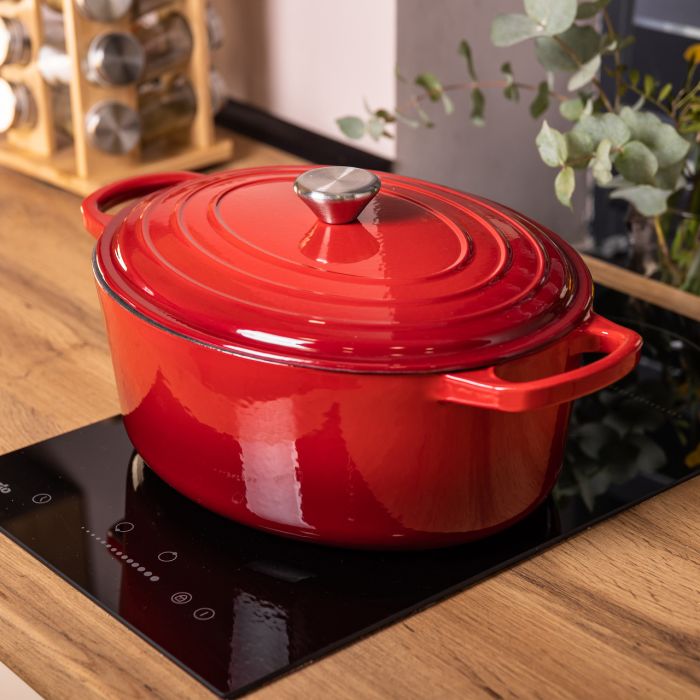Гусятниця чавунна емальована 6 л, червоний Yiwu HP-FLG-17 RED (HP-FLG-17 RED) - изображение 2