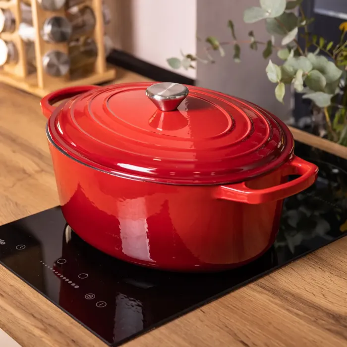 Гусятниця чавунна емальована 6 л, червоний Yiwu HP-FLG-17 RED (HP-FLG-17 RED) - зображення 2