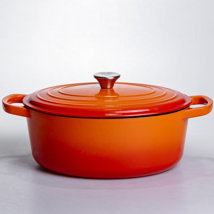 Гусятниця чавунна емальована 6 л, помаранчевий Yiwu HP-FLG-17 ORANGE (HP-FLG-17 ORANGE) - изображение 1