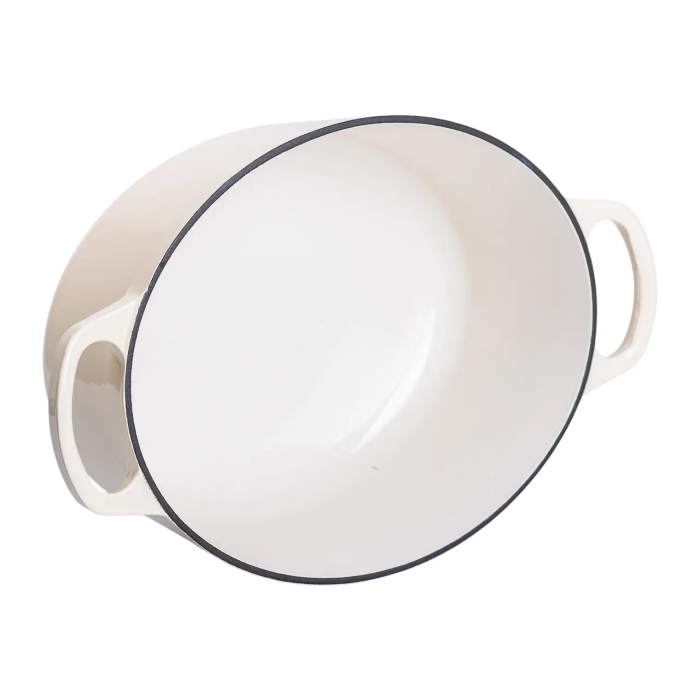 Гусятниця чавунна емальована з кришкою на 6 літрів Ø26 см бежева, каструля для тушкування запікання плита посуд HP-1-10-WHITE (HP-1-10-WHITE) - зображення 4