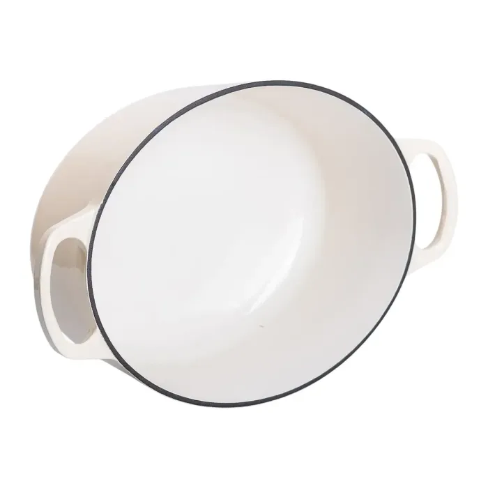 Гусятниця чавунна емальована з кришкою на 6 літрів Ø26 см бежева, каструля для тушкування запікання плита посуд HP-1-10-WHITE (HP-1-10-WHITE) - зображення 4