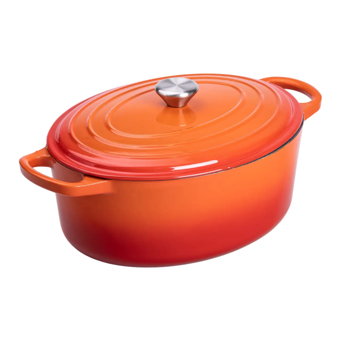 Гусятниця чавунна емальована з кришкою на 6 літрів Ø26 см для всіх типів плит Жовтогаряча HP-1-10-ORANGE (HP-1-10-ORANGE) - зображення 1