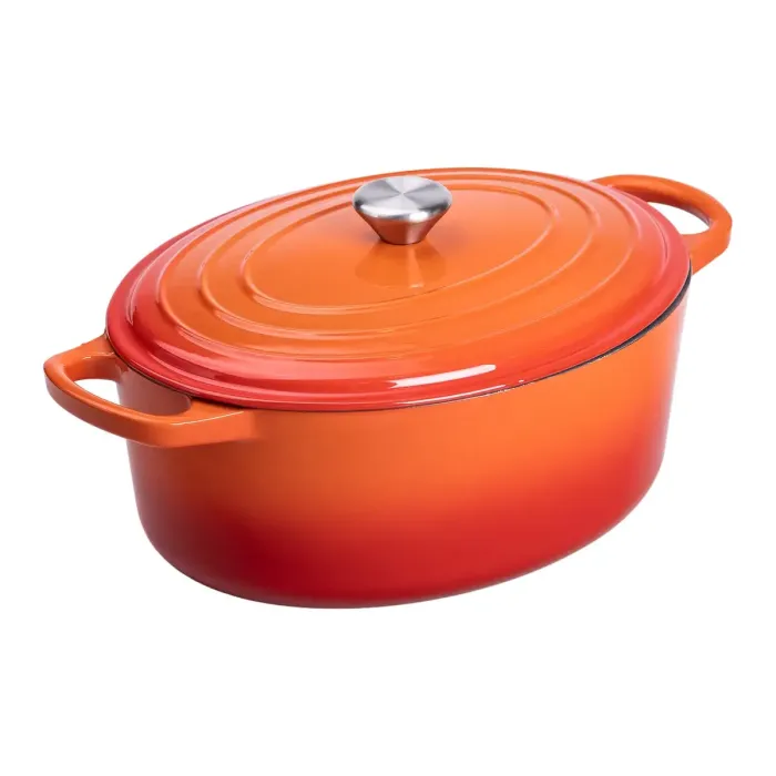 Гусятниця чавунна емальована з кришкою на 6 літрів Ø26 см для всіх типів плит Жовтогаряча HP-1-10-ORANGE (HP-1-10-ORANGE) - зображення 1