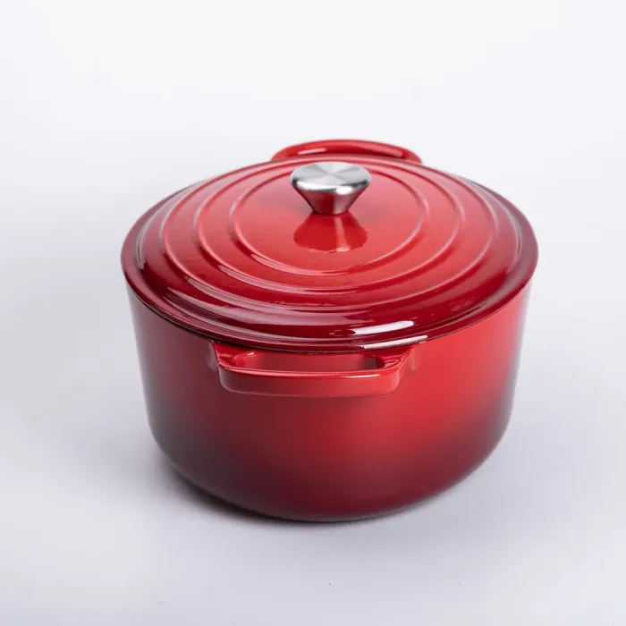 Гусятниця чавунна емальована з кришкою на 6 літрів Ø26 см Червона (HP-1-10R) - изображение 5