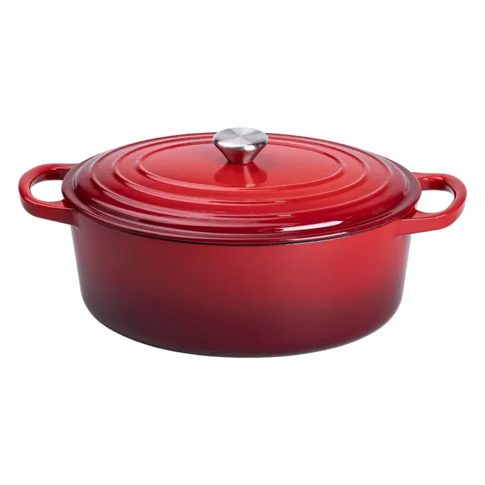 Гусятниця чавунна емальована червона 6 літрів Ø26 см з кришкою, посуд для тушкування запікання всіх типів плит HP-1-10-RED (HP-1-10-RED) - зображення 3