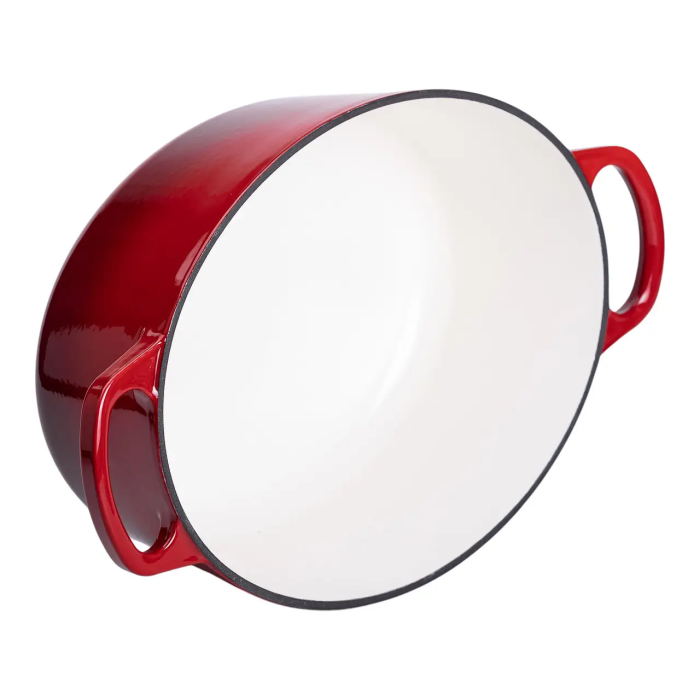 Гусятниця чавунна емальована червона 6 літрів Ø26 см з кришкою, посуд для тушкування запікання всіх типів плит HP-1-10-RED (HP-1-10-RED) - зображення 4