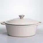 Гусятниця чавунна з емальованим покриттям 4 л, бежевий Yiwu HP-FLG-18 WHITE (HP-FLG-18 WHITE)