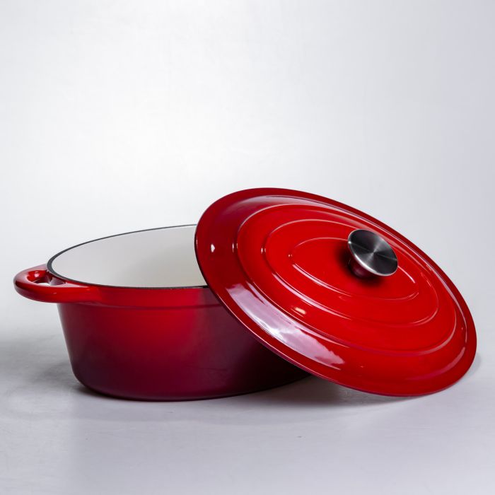 Гусятниця чавунна з емальованим покриттям 4 л, червоний Yiwu HP-FLG-18 RED (HP-FLG-18 RED) - изображение 3