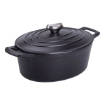 Гусятниця чавунна з кришкою 3 л Ø22 см чорна, каченята казан для тушкування запікання кухонний посуд HP-1-11-BLACK (HP-1-11-BLACK)