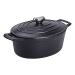 Гусятниця чавунна з кришкою 3 л Ø22 см чорна, каченята казан для тушкування запікання кухонний посуд HP-1-11-BLACK (HP-1-11-BLACK)