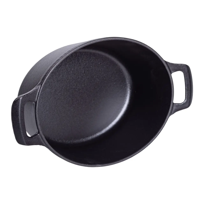 Гусятниця чавунна з кришкою 3 л Ø22 см чорна, каченята казан для тушкування запікання кухонний посуд HP-1-11-BLACK (HP-1-11-BLACK) - зображення 2