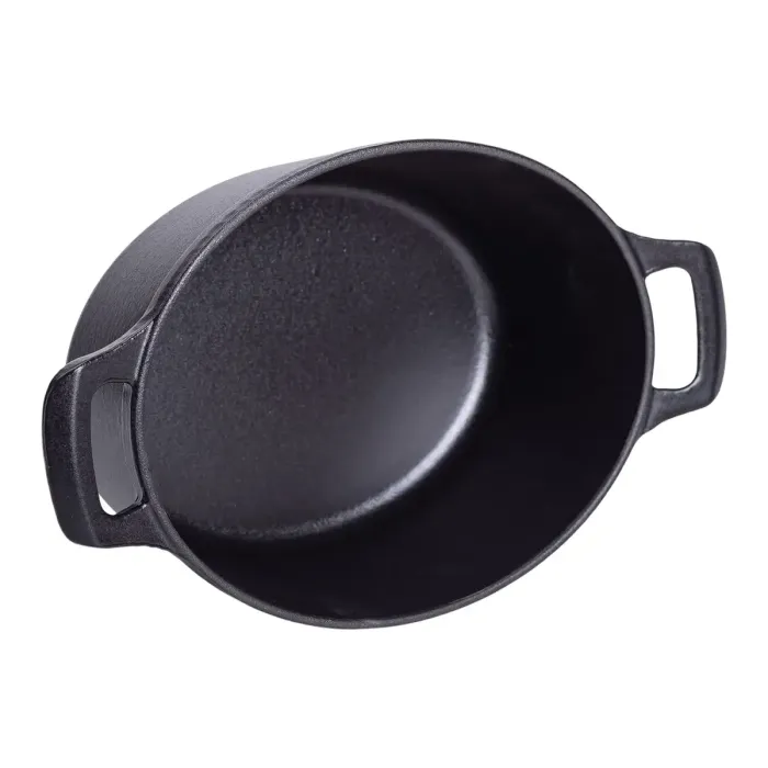 Гусятниця чавунна з кришкою 3 л Ø22 см чорна, каченята казан для тушкування запікання кухонний посуд HP-1-11-BLACK (HP-1-11-BLACK) - зображення 2