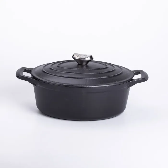 Гусятниця чавунна з кришкою на 3 літри Ø22 см Чорна (HP-1-11) - изображение 1