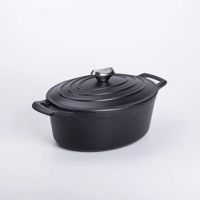 Гусятниця чавунна з кришкою на 3 літри Ø22 см Чорна (HP-1-11) - изображение 4