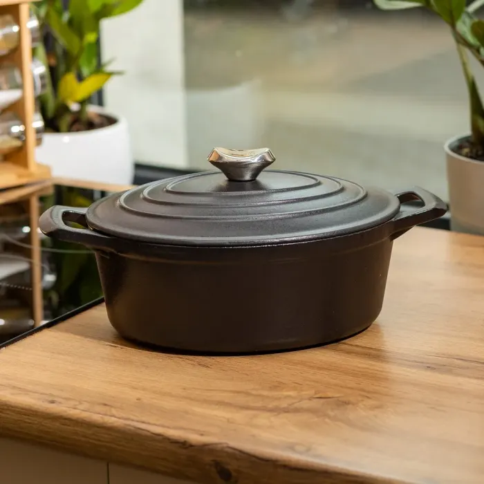 Гусятниця чавунна з кришкою на 3 літри Ø22 см Чорна (HP-1-11) - изображение 5