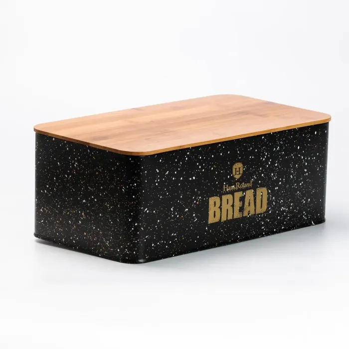 Хлебница с бамбуковой крышкой с банками для кофе чая сахара по 1 литру черный набор - изображение 3