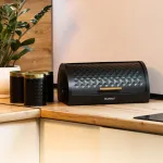 Хлібниця з банками для зберігання сипучих продуктів 3 шт Ø 14 см набір чорний (HP33532B)