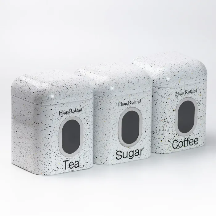 Хлебница с банками для хранения сыпучих продуктов 3 шт. по 1 л набор белый (HP33533) - изображение 8