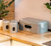 Хлібниця з банками для зберігання сипучих продуктів 3 шт по 1 літру набір сірий (HP33533G)