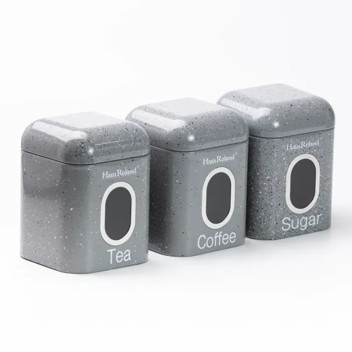 Хлібниця з банками для зберігання сипучих продуктів 3 шт по 1 літру набір сірий (HP33533G) - зображення 7