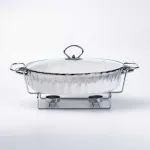 Марміт овальний керамічний 1,5 літра на металевій підставці з підігрівом (HP1023)