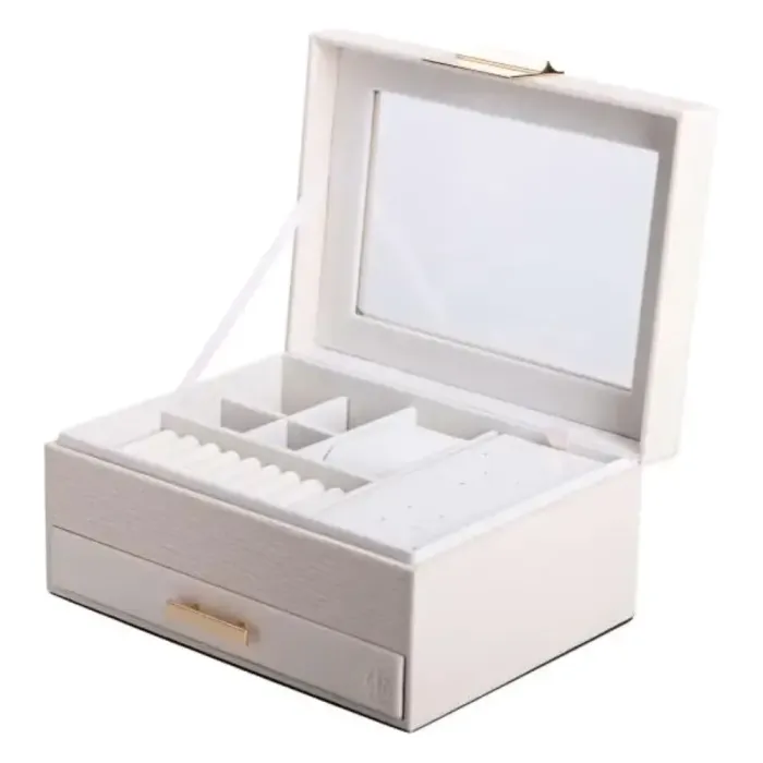 Скринька для прикрас з еко шкіри 2 яруси органайзер для ювелірних виробів (HP-5-36BE) - изображение 4