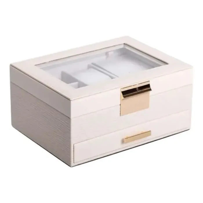 Скринька для прикрас з еко шкіри 2 яруси органайзер для ювелірних виробів (HP-5-36BE) - изображение 8