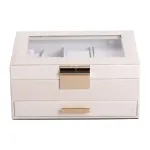 Скринька для прикрас з еко шкіри 2 яруси органайзер для ювелірних виробів (HP-5-36BE)