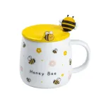 Чашка з кришкою та ложкою 450 мл керамічна "Бджілка" з жовтою крапочкою (HP7199WY)