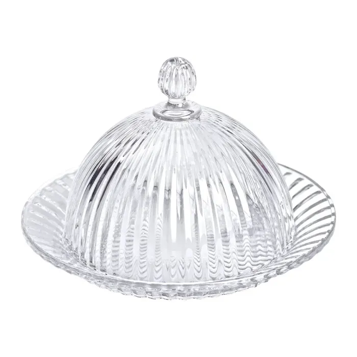 Блюдо сервірувальне з кришкою Ø 20 см скляне прозоре для десертів, випічки, фруктів HP-YH-43 (HP-YH-43) - изображение 3