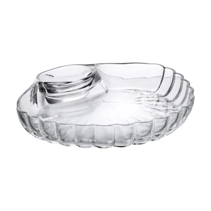 Блюдо сервірувальне для закусок із соусником 21х19х3 см скляне HP-YH-58 (HP-YH-58) - изображение 2