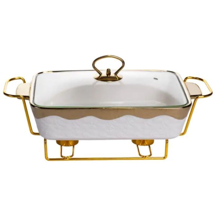 Мармітниця порцелянова 1.5 л на підставці з підігрівом 35.5х19х15.5 см HNG-112-13 (HNG-112-13) - зображення 1