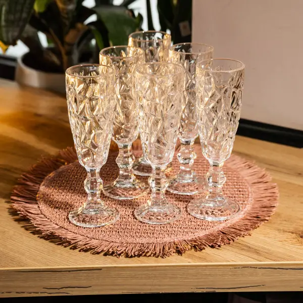 Набір келихів для шампанського 6 штук 160 мл подарункові келихи для шампанського на ніжці фужери для ігристих вин HP-19-164 (HP-19-164) - зображення 2