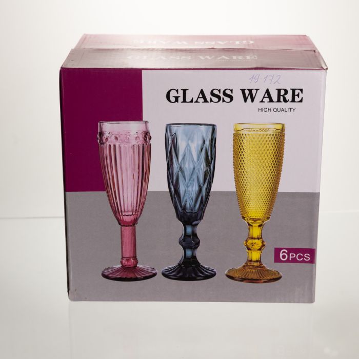 Набір келихів для шампанського 6 штук 160 мл подарункові келихи для шампанського на ніжці фужери для ігристих вин HP-19-172 (HP-19-172) - зображення 4