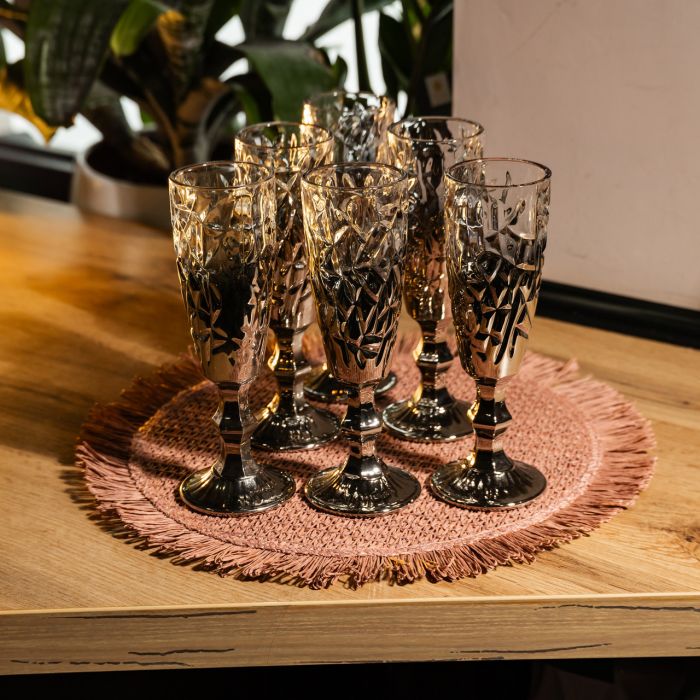 Набір келихів для шампанського 6 штук 160 мл подарункові келихи для шампанського на ніжці фужери для ігристих вин Сірий HP-19-180 (HP-19-180) - зображення 3